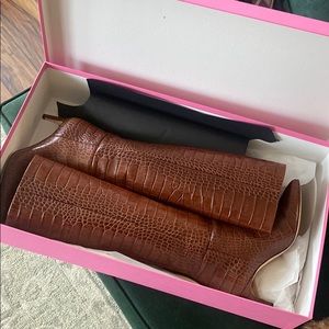 Paris Texas Knee High Brown Croc Boots
